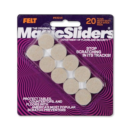Magic Sliders Magic Sliders Felt Self Adhesive Protective Pads Oatmeal Round 3/4 in. W X 3/4 in. L 20 pk 63215